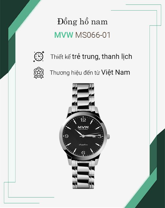 Đồng hồ nam MVW MS066-01 có thiết kế trẻ trung