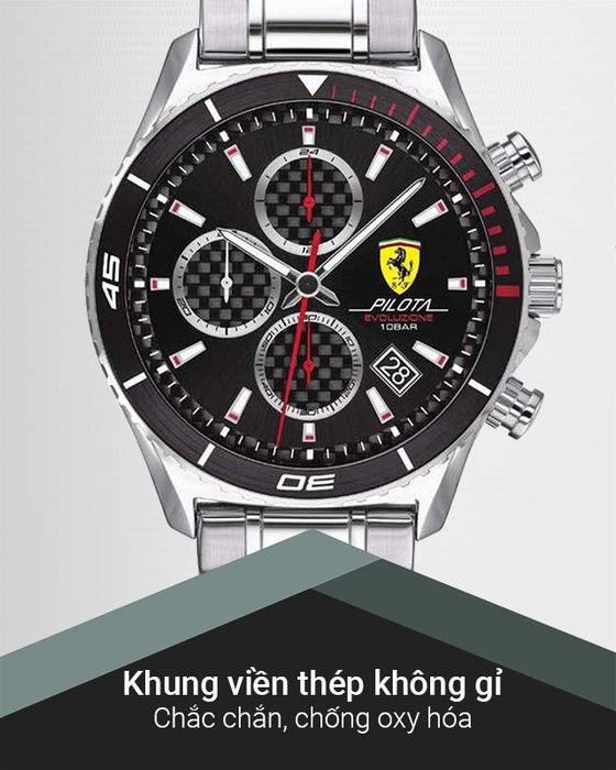 Đồng hồ Nam Ferrari 0830772 có khung viền chắc chắn
