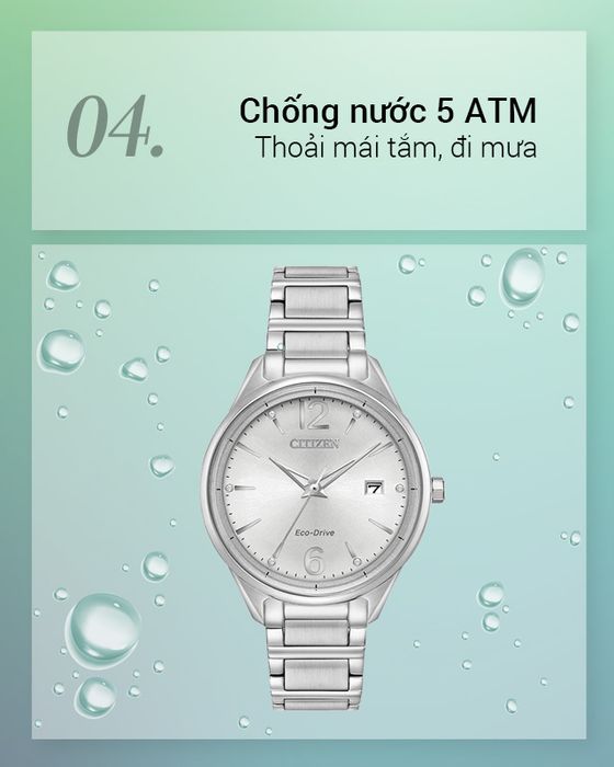 Đồng hồ nữ Citizen FE6100-59A có hệ số chống nước 5 ATM