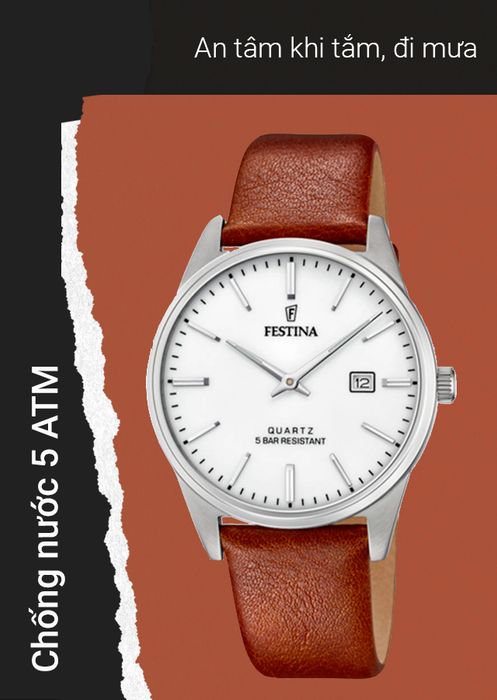 Đồng hồ nam Festina F20512/2 có hệ số chống nước 5 ATM