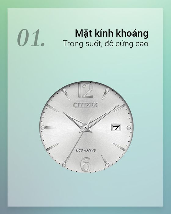 Đồng hồ nữ Citizen FE6100-59A có mặt kính khoáng trong suốt