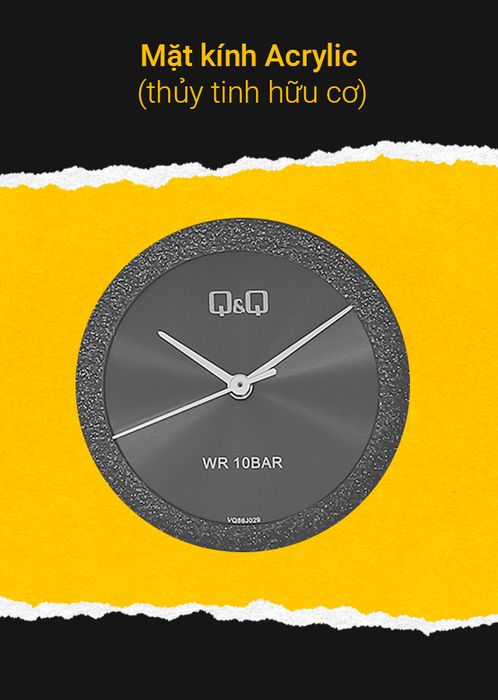Đồng hồ Nữ Q&Q VQ86J029Y có mặt kính thủy tinh hữu cơ sáng bóng