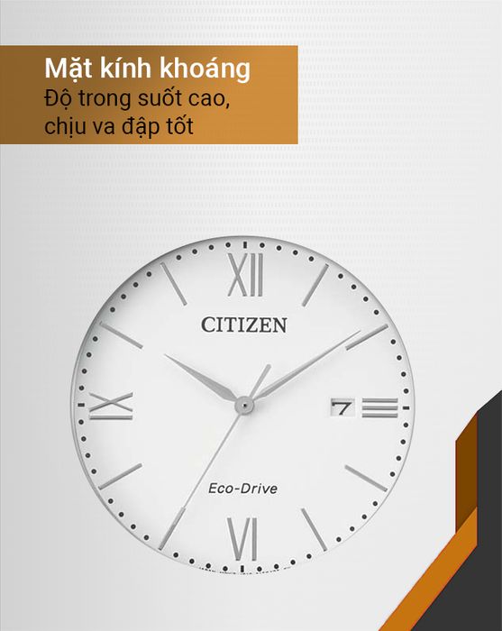 Đồng hồ Nam Citizen AW1670-82A có mặt kính khoáng trong suốt, bền bỉ