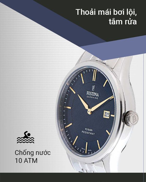 Đồng hồ nam Festina F20005/3 có hệ số chống nước 10 ATM