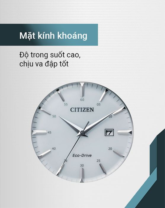 Đồng hồ nam Citizen BM7460-88H có mặt kính khoáng trong suốt
