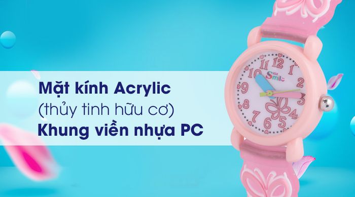 Đồng hồ trẻ em Smile Kid SL030-01 có mặt kính chịu lực tốt, khung viền nhẹ nhàng