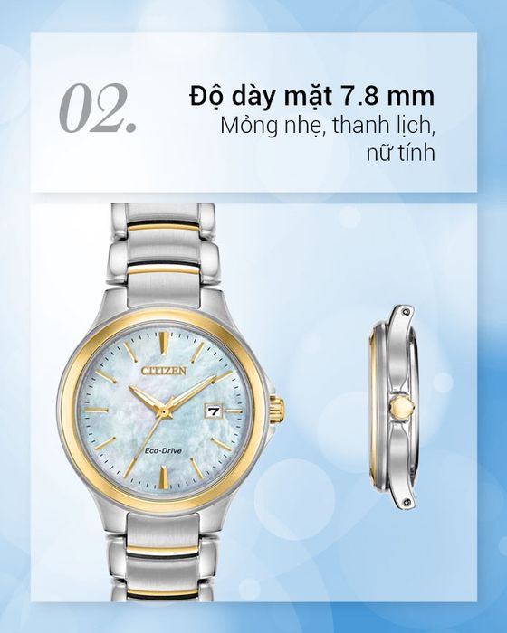 Đồng hồ nữ Citizen EW2524-55N mỏng nhẹ, thoải mái