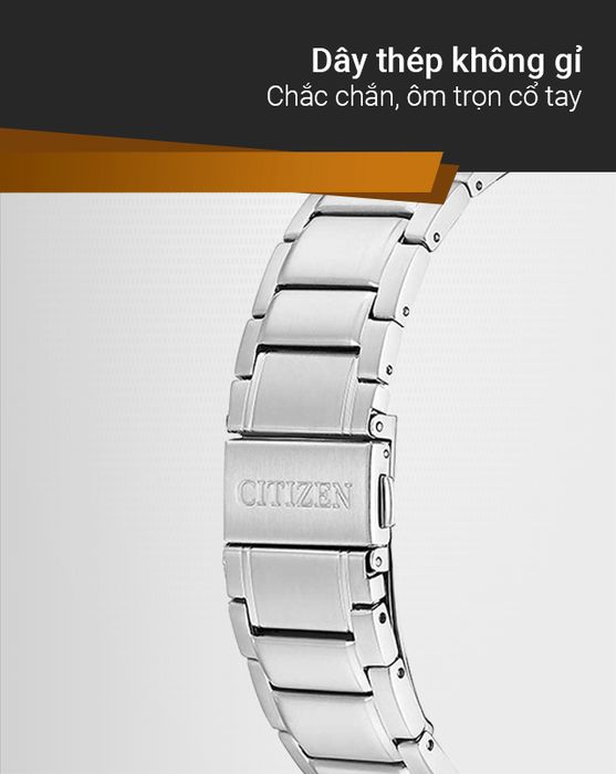 Đồng hồ Nam Citizen AW1670-82A có dây đeo thép không gỉ chắc chắn, ôm trọn cổ tay