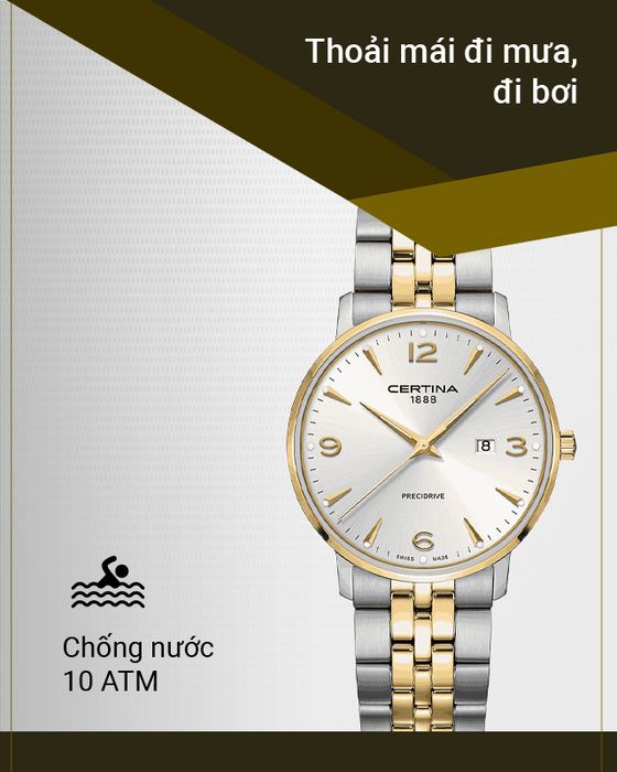 Đồng hồ Nam Certina C035.410.22.037.02 tính hợp hệ số chống nước 10 ATM