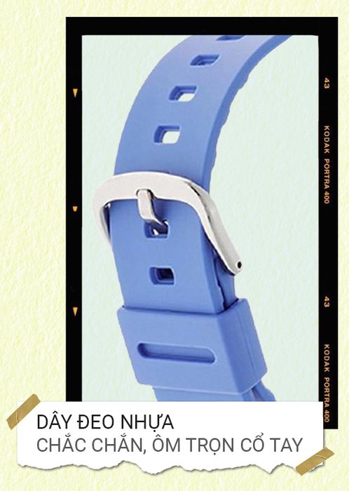 Đồng hồ nữ Baby-G BA-120-2BDR có dây đeo nhựa chắc chắn, ôm trọn cổ tay