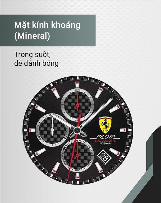 Đồng hồ Nam Ferrari 0830772 có mặt kính khoáng trong suốt