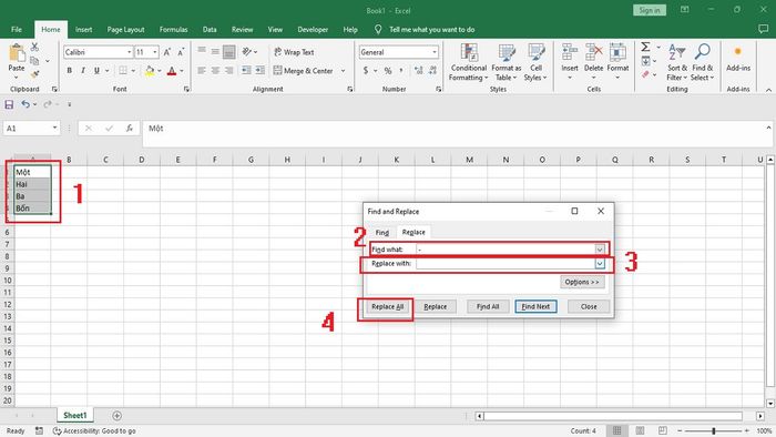 Tìm và thay thế ngắt dòng trong Excel bằng hàm REPLACE