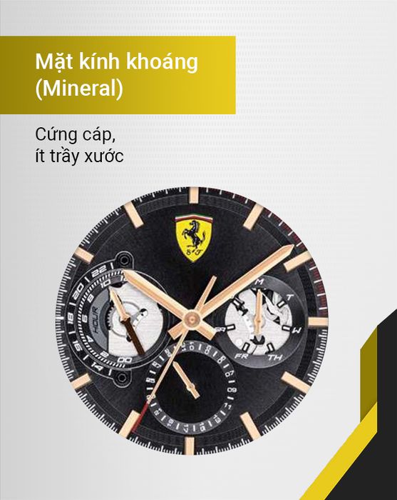 Đồng hồ Nam Ferrari 0830752 có mặt kính khoáng cứng cáp