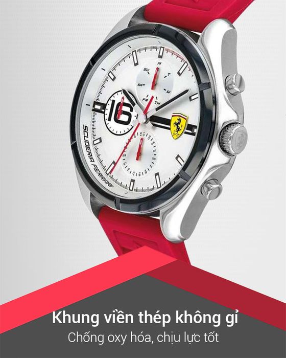 Đồng hồ nam Ferrari 0830783 có khung viền bằng thép không gỉ bền chắc