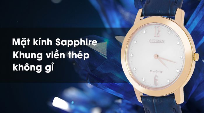 Đồng hồ nữ Citizen EX1493-13A - Eco-Drive có mặt kính cao cấp, khung viền bền bỉ, cứng cáp