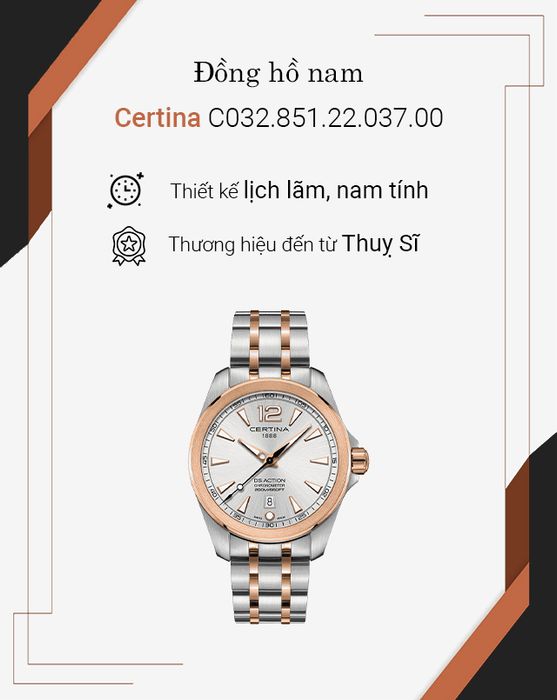 Tổng quan về đồng hồ Nam Certina C032.851.22.037.00
