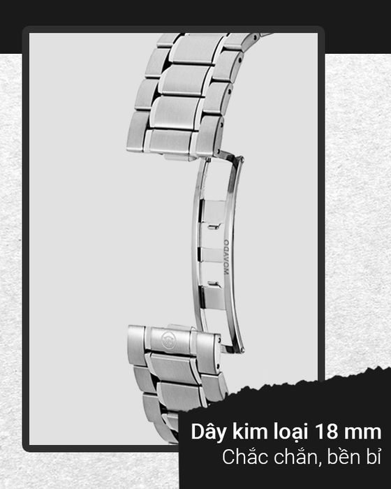 Đồng hồ Nữ Movado 0606690 có dây đeo kim loại chắc chắn, ôm trọn cổ tay