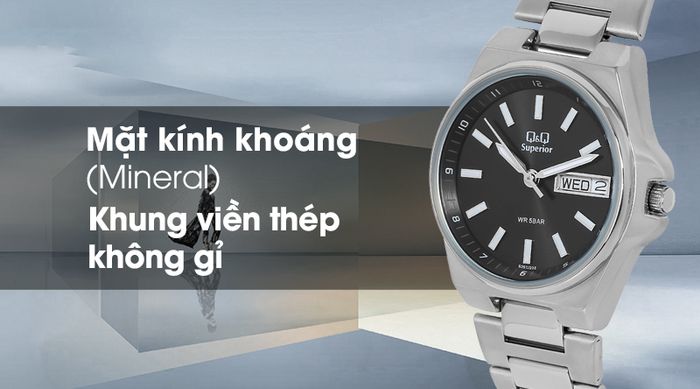 Đồng hồ nữ Q&Q S397J202Y có lớp vỏ ngoài bền chắc