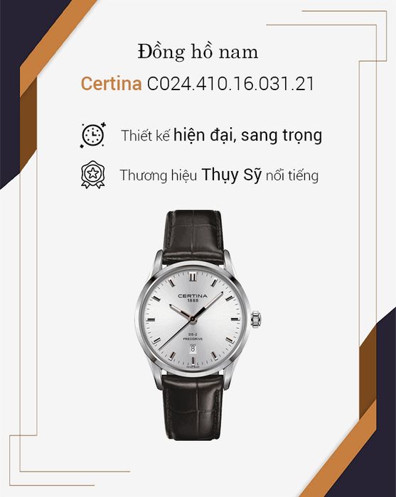Tổng quan về đồng hồ nam Certina C024.410.16.031.21