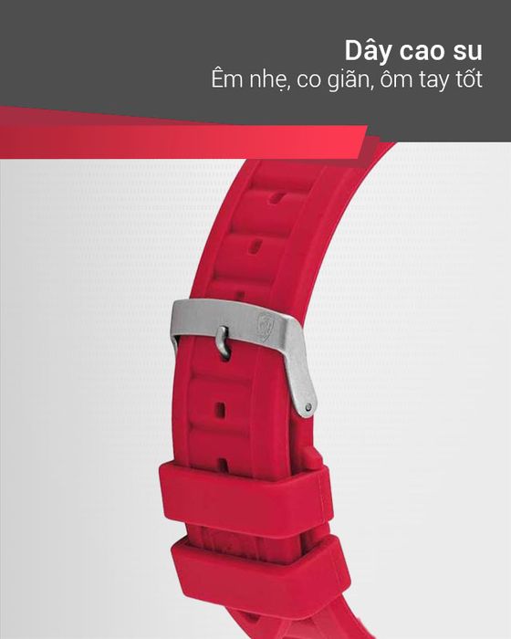 Đồng hồ nam Ferrari 0830783 có dây đeo cao su êm nhẹ, đàn hồi