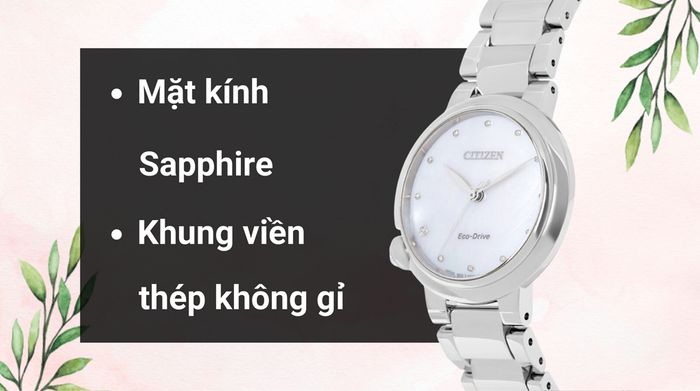 Chất liệu mặt kính và khung viền của mẫu đồng hồ