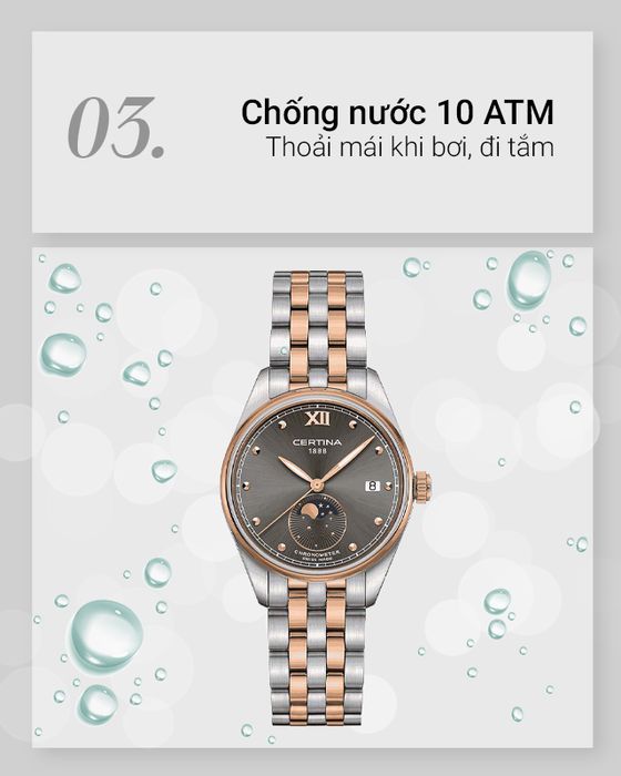 Đồng hồ Nữ Certina C033.257.22.088.00 tích hợp hệ số chống nước 10 ATM