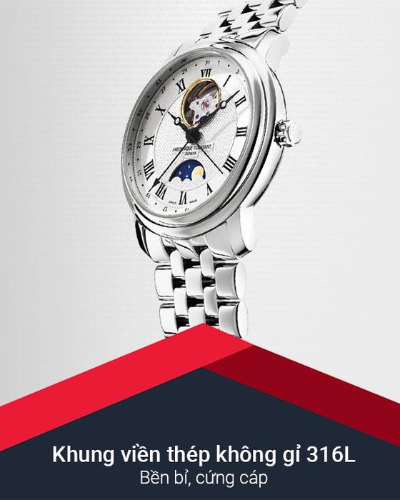Đồng hồ Nam Frederique Constant FC-335MC4P6B2 có khung viền thép không gỉ 316L