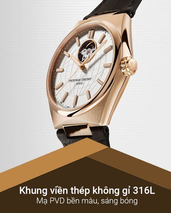 Đồng hồ Nam Frederique Constant FC-310V4NH4 có khung viền thép không gỉ 316L mạ PVD sáng bóng