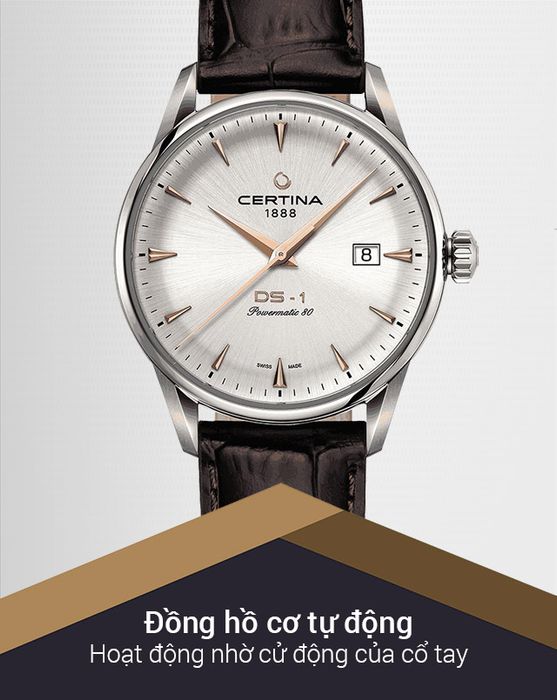 Đồng hồ nam Certina C029.807.16.031.01 hoạt động không cần dùng pin