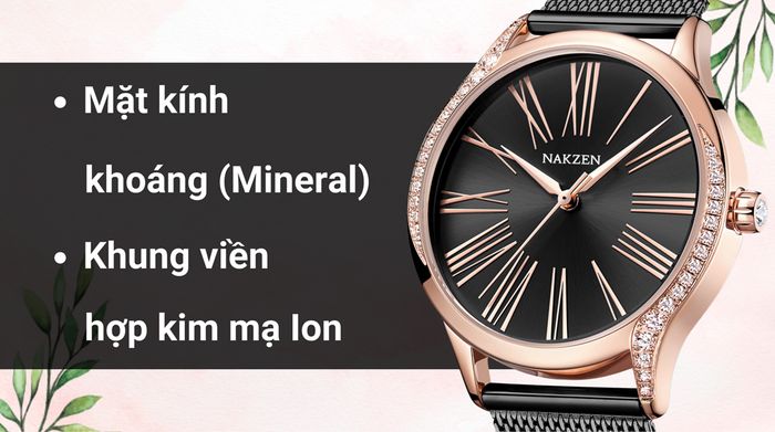 Chất liệu mặt kính và khung viền của mẫu đồng hồ