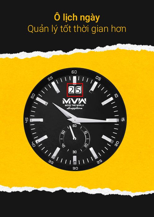 Đồng hồ nam MVW ML051-02 được trang bị ô lịch ngày tiện lợi