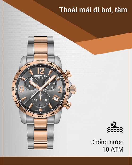Đồng hồ Nam Certina C034.417.22.087.00 có hệ số chống nước 10 ATM