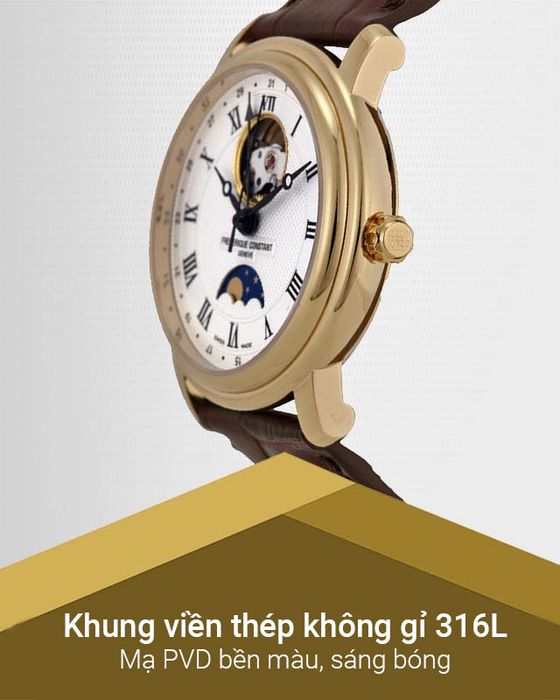 Đồng hồ Nam Frederique Constant FC-335MC4P5 có khung viền thép không gỉ mạ PVD sáng bóng