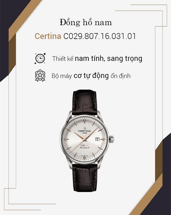 Tổng quan về đồng hồ nam Certina C029.807.16.031.01