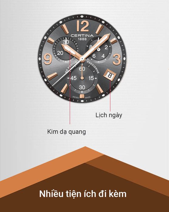 Đồng hồ Nam Certina C034.417.22.087.00 hỗ trợ nhiều tiện ích