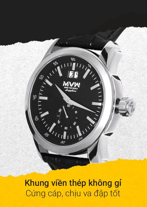 Đồng hồ nam MVW ML051-02 có khung viền thép không gỉ chắc chắn