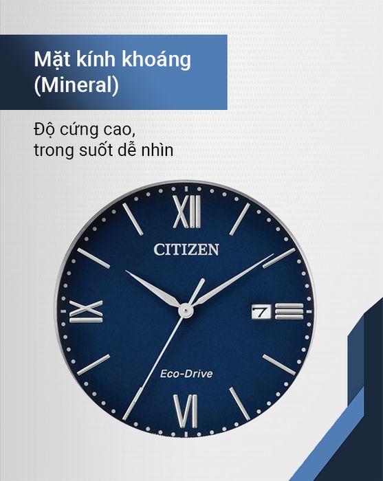 Đồng hồ nam Citizen AW1670-82L có mặt kính khoáng trong suốt