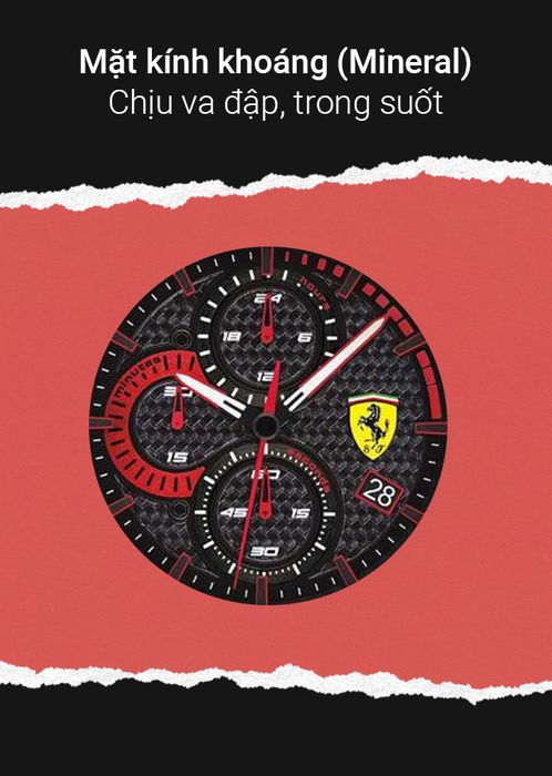 Đồng hồ Nam Ferrari 0830727 có mặt kính khoáng Mineral chịu va đập