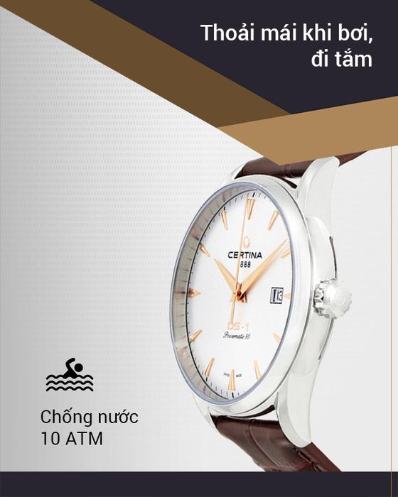 Đồng hồ nam Certina C029.807.16.031.01 có hệ số chống nước 10 ATM
