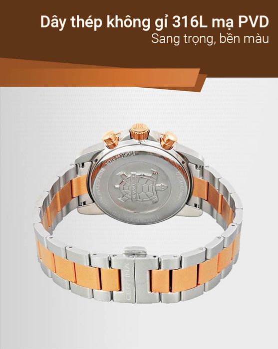 Đồng hồ Nam Certina C034.417.22.087.00 có dây đeo thép không gỉ 316L mạ PVD
