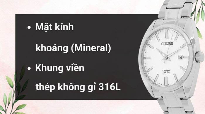 Chất liệu mặt kính và khung viền của mẫu đồng hồ