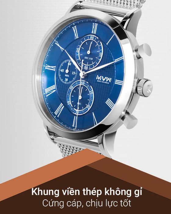 Đồng hồ nam MWW MS048-01 có khung viền thép không gỉ chắc chắn