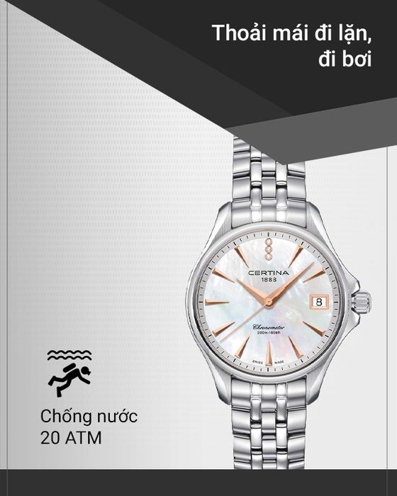Đồng hồ Nam Certina C032.051.11.116.00 tích hợp hệ số chống nước 20 ATM