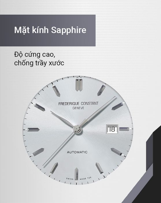 Đồng hồ Nam Frederique Constant FC-303SS5B6B có mặt kính sapphire cứng cáp