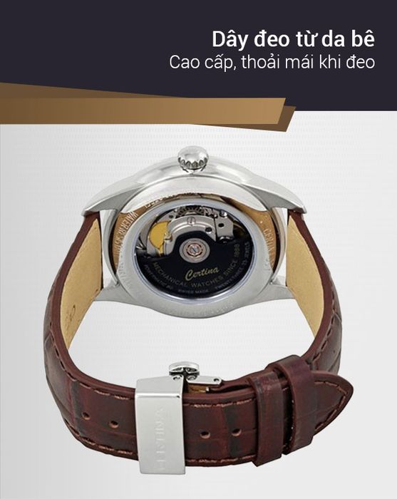 Đồng hồ nam Certina C029.807.16.031.01 có dây đeo nhẹ nhàng, êm ái