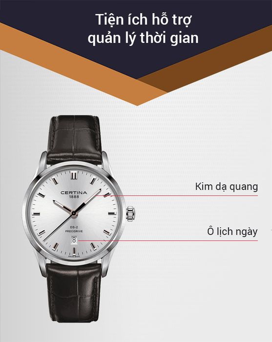 Đồng hồ nam Certina C024.410.16.031.21 có thêm nhiều tiện ích khác