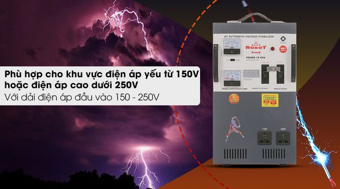 Ổn áp ROBOT 1 Pha 10KVA GR10K150 - Dải điện áp