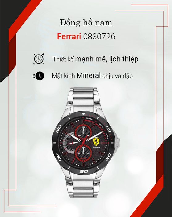 Đồng hồ Nam Ferrari 0830726 có thiết kế mạnh mẽ, lịch thiệp