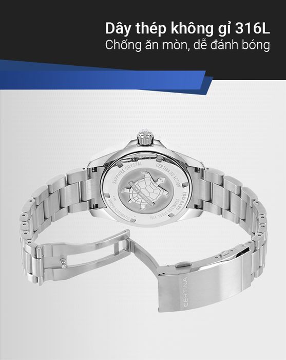 Đồng hồ Nam Certina C032.407.11.041.00 có dây đeo chống ăn mòn