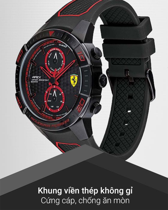 Đồng hồ Nam Ferrari 0830634 có khung viền thép không gỉ chống oxy hóa